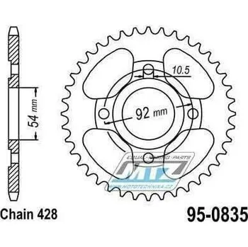 Rozeta ocelová (převodník) 0835-48zubů MTZ - Yamaha FZR80RR + RD80LC + RD125LC + SR125 + SR185 + TZR50 + TZR80 + TZR80RR + TZR125 YAMAHA TZR 125 1987-2000