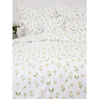 Povlečení Francouzské bavlněné povlečení Renforcé - Sedmikrásky bílé