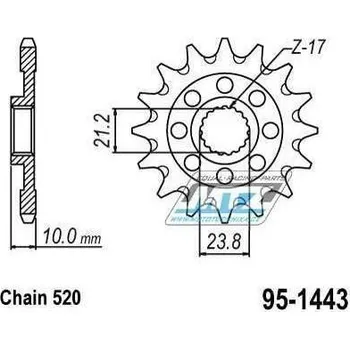 Kolečko řetězové (pastorek) 1443-14zubů MTZ - Suzuki RMZ450 / 13-23 95-1443-14