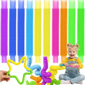 kreativní sada Pop Pipes – Montessori flexibilní trubičky – 10 kusů