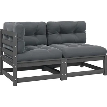 Zahradní sestava Nábytek XL 2dílná zahradní sedací souprava podušky šedá masivní borovice 805747