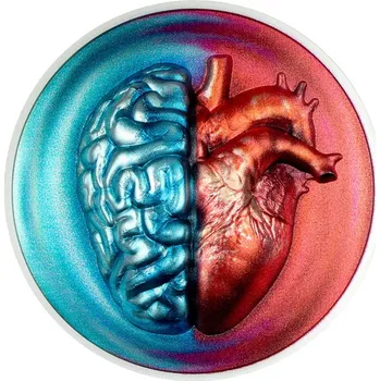 Head vs Heart - 2 Oz - stříbrná proof sběratelská mince