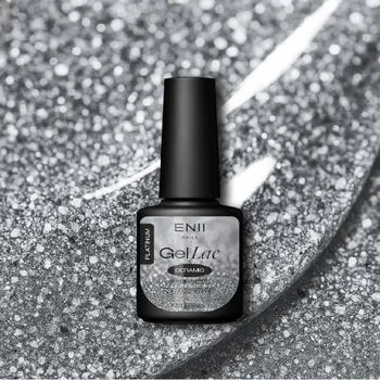 Lak na nehty ENII NAILS Gel lak Ceramic 293 Foily Silver - gelový lak bez HEMA, 5 ml