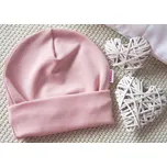 AMÁLKA Elastická čepička teplákovina pudrově růžová, dvojitý lem Velikost: 80-86