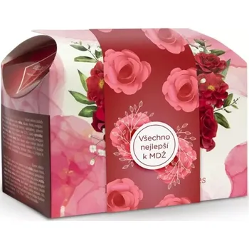 Cukrovinka Belgické čokoládové lanýže 250 g CHAMPAGNE - červené květy MDŽ (belgické truffes / dárkové pralinky )