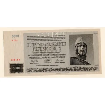 Protektorát Čechy a Morava 5000 Korun 1944 S. A05 Specimen