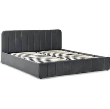 Postel Čalouněná postel NENARI 180x200 cm s roštem a úložným prostorem, tmavě šedá + vyzvednutí ZDARMA