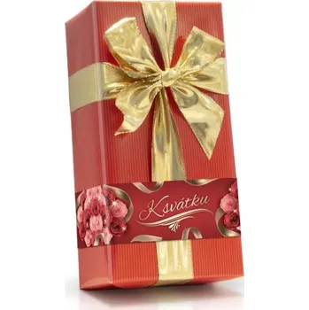 Cukrovinka Čokoládové pralinky 250 g kakaovo-višňové - KRÁSNÝ DEN ŽEN - červené (dárkové pralinky / v dárkové krabičce / s mašličkou / k MDŽ)