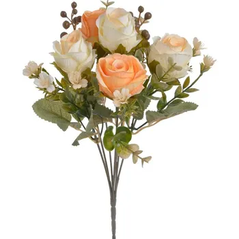 umělá květina Kytice růžiček 30 cm - krémová meruňková