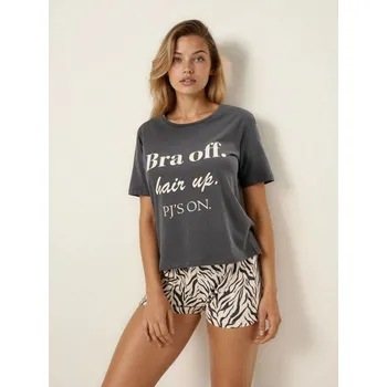 Dámské pyžamo Sinsay - Dvoudílné bavlněné pyžamo - šedá - 411HV-90X - 411HV-90X-XL