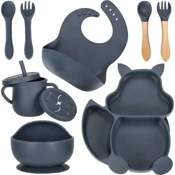 dětská jídelní sada Dětské silikonové nádobí veverka 9 ks