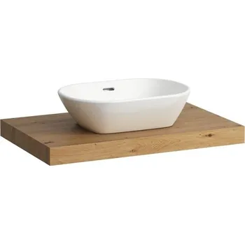 Laufen Lani Umyvadlová deska 80 cm, s výřezem uprostřed, vč. 2 nástěnných držáků, divoký dub H4046511122671