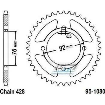 Rozeta ocelová (převodník) 1080-41zubů MTZ - pitbike Stomp + pitbike DemonX + pitbike WPB + Thumpstar Pit Bikes + X-Sport Pit Bikes 95-1080-41
