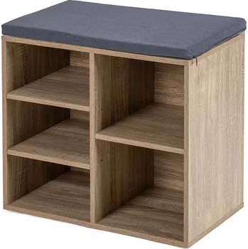 Botník Botník LEMWEL 51 cm se sedákem, přírodní/šedá látka + vyzvednutí ZDARMA