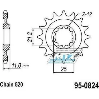 Kolečko řetězové (pastorek) 0824-15zubů MTZ - Husqvarna TE250+TE310+TE410+TE450+TE510+TE570+TE610 + TE410E+TE610E + TC250+TC450+TC510+TC570+TC610 + SMR450+SMR510+SMR530+SMR570+SMR630 + SM610+SM630 95-0824-15
