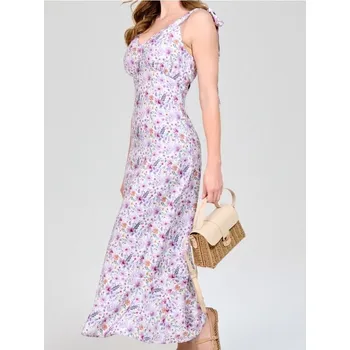 Oblečení a móda Sinsay - Viskózové maxi šaty na ramínkách s květinovým vzorem - vícebarevná - 506DA-MLC - 506DA-MLC-XXL