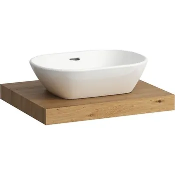 Laufen Lani Umyvadlová deska 60 cm, s výřezem uprostřed, vč. 2 nástěnných držáků, divoký dub H4046411122671