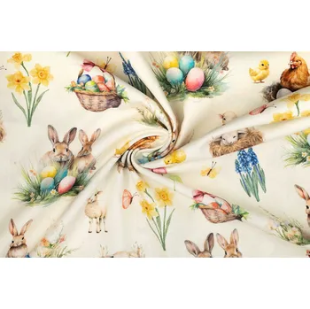 Bavlna režná velikonoce na smetanové