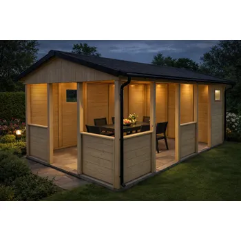 Zahradní altán Zahradní Altán HEROLD A3355 AX Plus s plnou boční stěnou 16,6 m2 (bez podlahy)