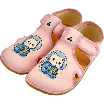 Dívčí bačkory Antal shoes Barefoot přezůvky Rascal Space Kitty růžové velikost: 26