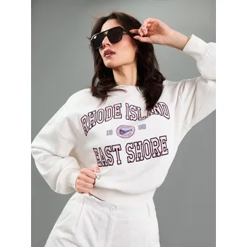 Dámská mikina Sinsay - Mikina s vyšívaným nápisem - krémová - 131GZ-01X - 131GZ-01X-XS