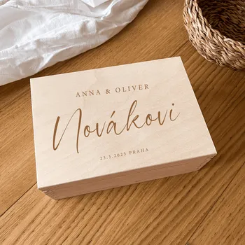 Svatební dekorace Woodify Svatební krabička na fotografie Jména