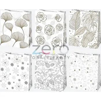 Dárková taška Taška papírová dárková 19x23x10,5 cm (lak) - bílá s tiskem (mix)