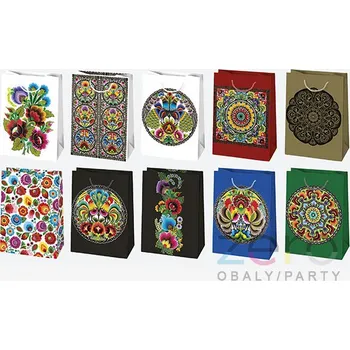 Dárková taška Taška papírová dárková 23x32x11 cm (lak) - folklór (mix 3)