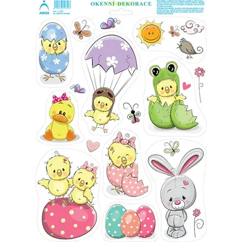 Velikonoční dekorace ARCH Okenní fólie velikonoční zvířátka 33 x 24 cm