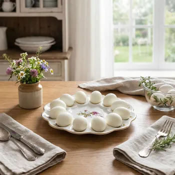 Talíř Talíř na vejce kulatý ODELO 12 vajec růže zlato