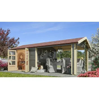 Zahradní domek dřevěný domek KARIBU THERES 7 vč. přístavku (31455) terragrau