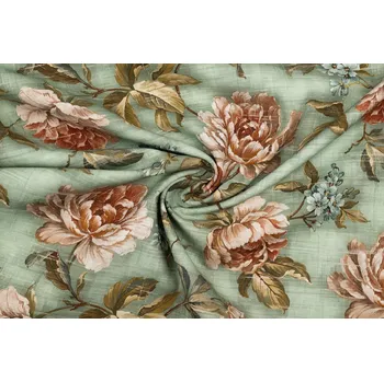 Bavlna režná vintage pivoňky na šalvějové