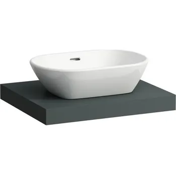 Laufen Lani Umyvadlová deska 60 cm, s výřezem uprostřed, vč. 2 nástěnných držáků, šedá traffic H4046411122661