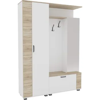 Předsíňová stěna Předsíňová stěna se zrcadlem MIRA bílá/dub sonoma