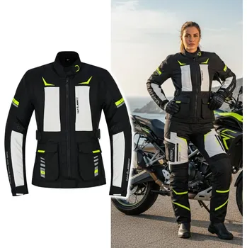 Moto bunda W-TEC Dámská moto bunda Warao Lady černá-fluo - L
