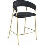 Set dvou barových židlí BADIA sametové černé (zlaté nohy) 2 ks