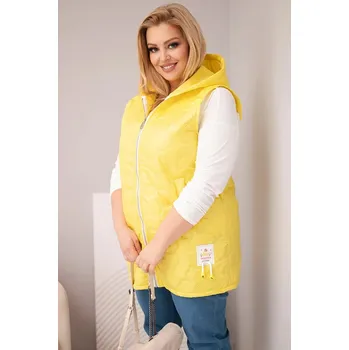 Dámská vesta Dámská vesta Plus Size s kapucí a květinovým prošíváním žlutá UNI