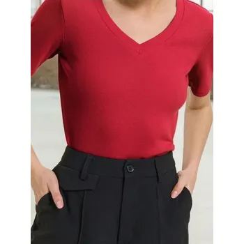 Sinsay - Tričko s výstřihem ve tvaru v - červená - 512EU-33X - 512EU-33X-XS-2