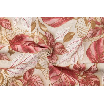 Bavlna režná velké růžové listy