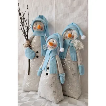 Vánoční dekorace Rodina sněhuláků modrá