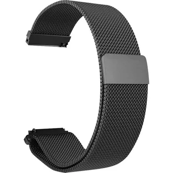 Univerzální náhradní řemínek kovový s magnetickým zapínáním, Milánský tah, 22mm, černý