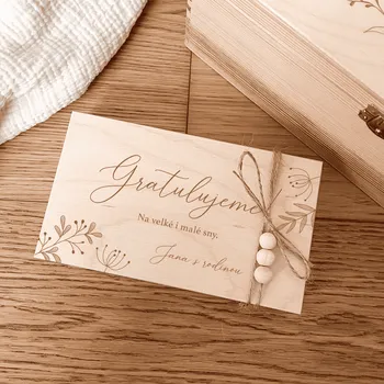 Svatební dekorace Dřevěná dárková krabička na peníze Woodify III