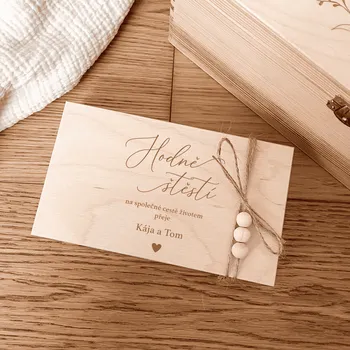 Svatební dekorace Dřevěná dárková krabička na peníze Woodify I