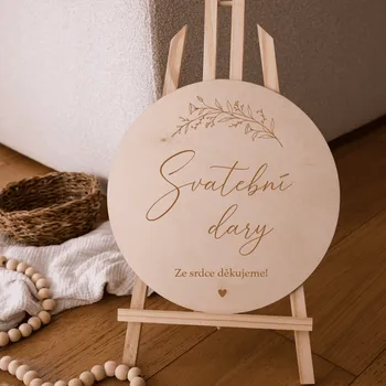 Svatební dekorace Woodify Informační svatební cedule Svatební dary Velikost: 20cm