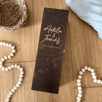 Dárková krabička Woodify Dřevěný tmavý box na víno III