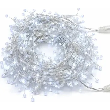 Vánoční dekorace DECOLED Eco Fix světelný řetěz venkovní 8 m s krystalky, ledově bílá, 80 diod, 24 V, čirý kabel IP44, propojitelný