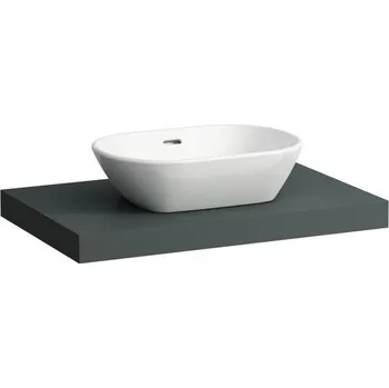 Laufen Lani Umyvadlová deska 80 cm, s výřezem uprostřed, vč. 2 nástěnných držáků, šedá traffic H4046511122661