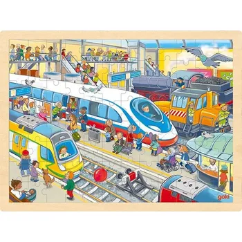 Puzzle GOKI Dřevěné puzzle Vlakové nádraží 96 dílků