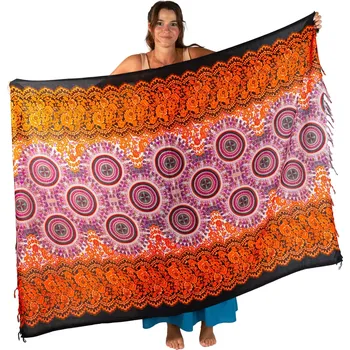 Šátek Sarong / pareo / plážový šátek s mandalami Natori Orange, Sittar.cz POSLEDNÍ KUS!