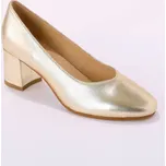 Kožené lodičky na podpatku zlatá 39
